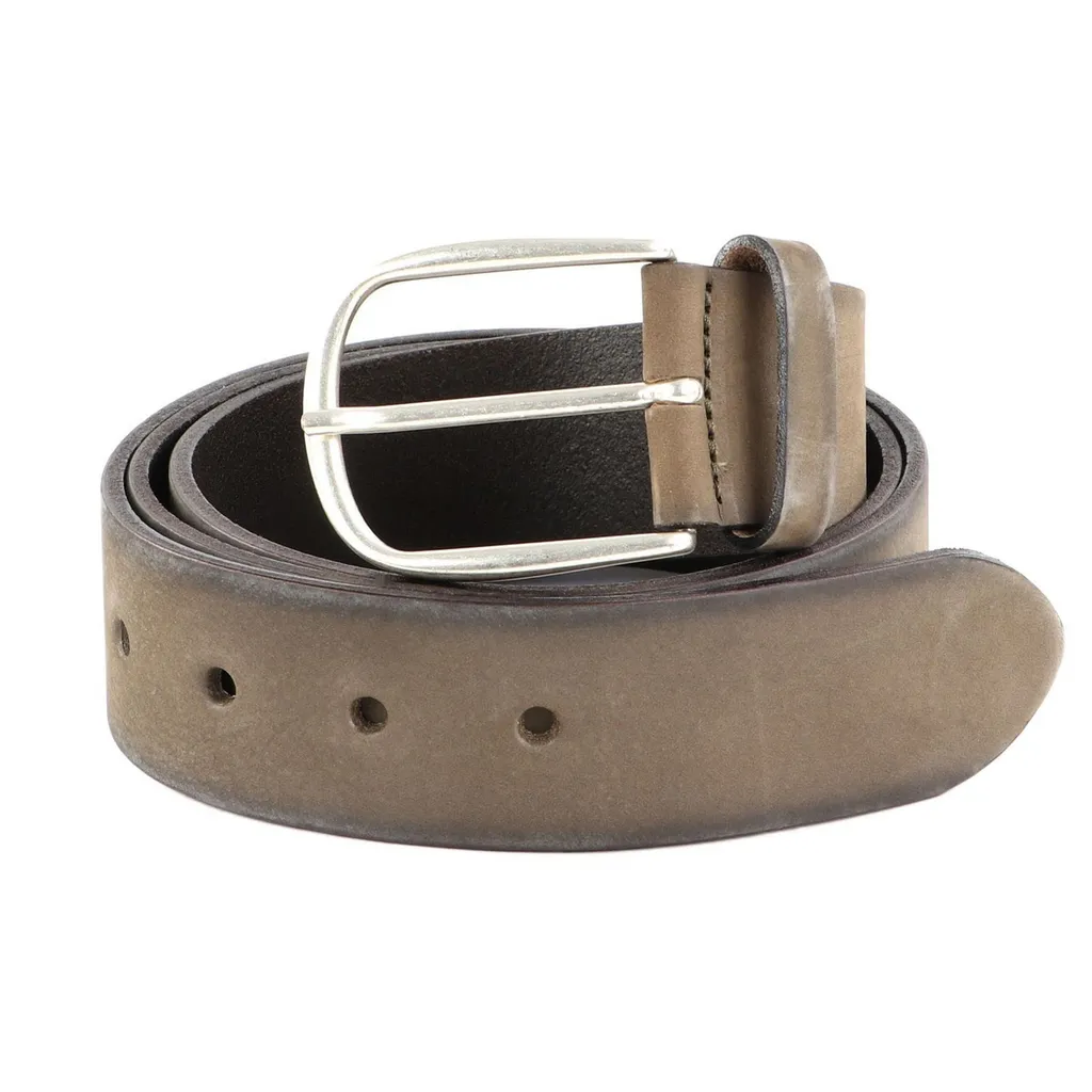 Vanzetti Cintura in Pelle Pieno Fiore 40mm Denim Love Olive W80