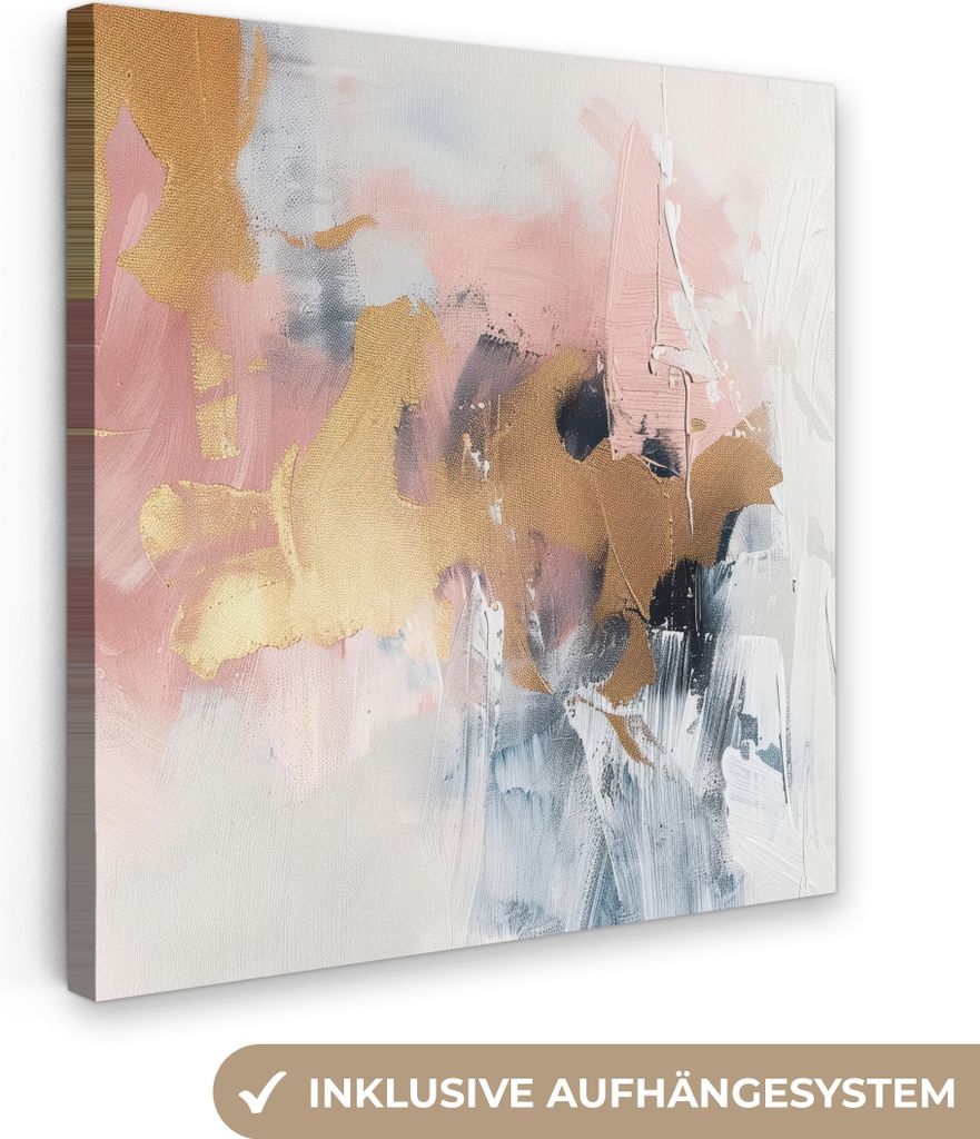 MuchoWow - Leinwandbilder - Abstrakt - Pastellfarben - Gold - Modern - Ästhetisch, Wandbild, Wanddeko Bilder Wohnzimmer, 20x20 cm