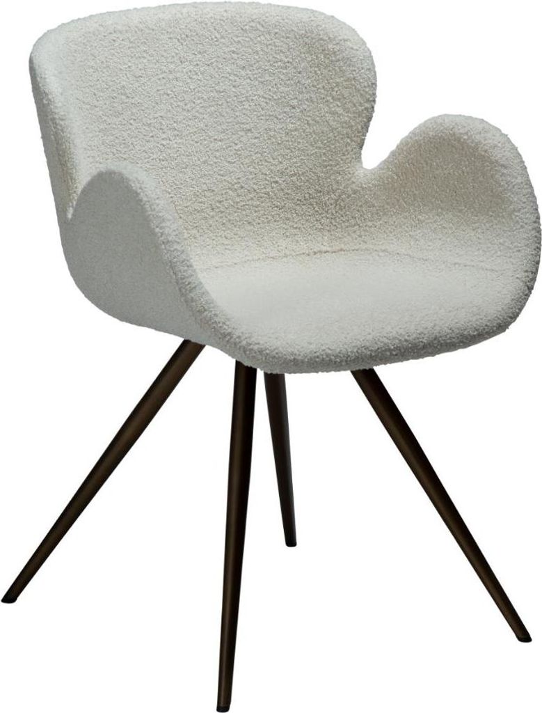 (2er Set) Gaia Dan-Form Esszimmerstuhl mit Armlehnen Bouclé weiß.