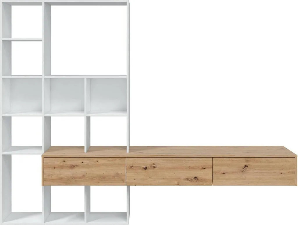 Meuble de Rangement Mural Blanc Bellusco pour Salon et Bureau 10 Cases