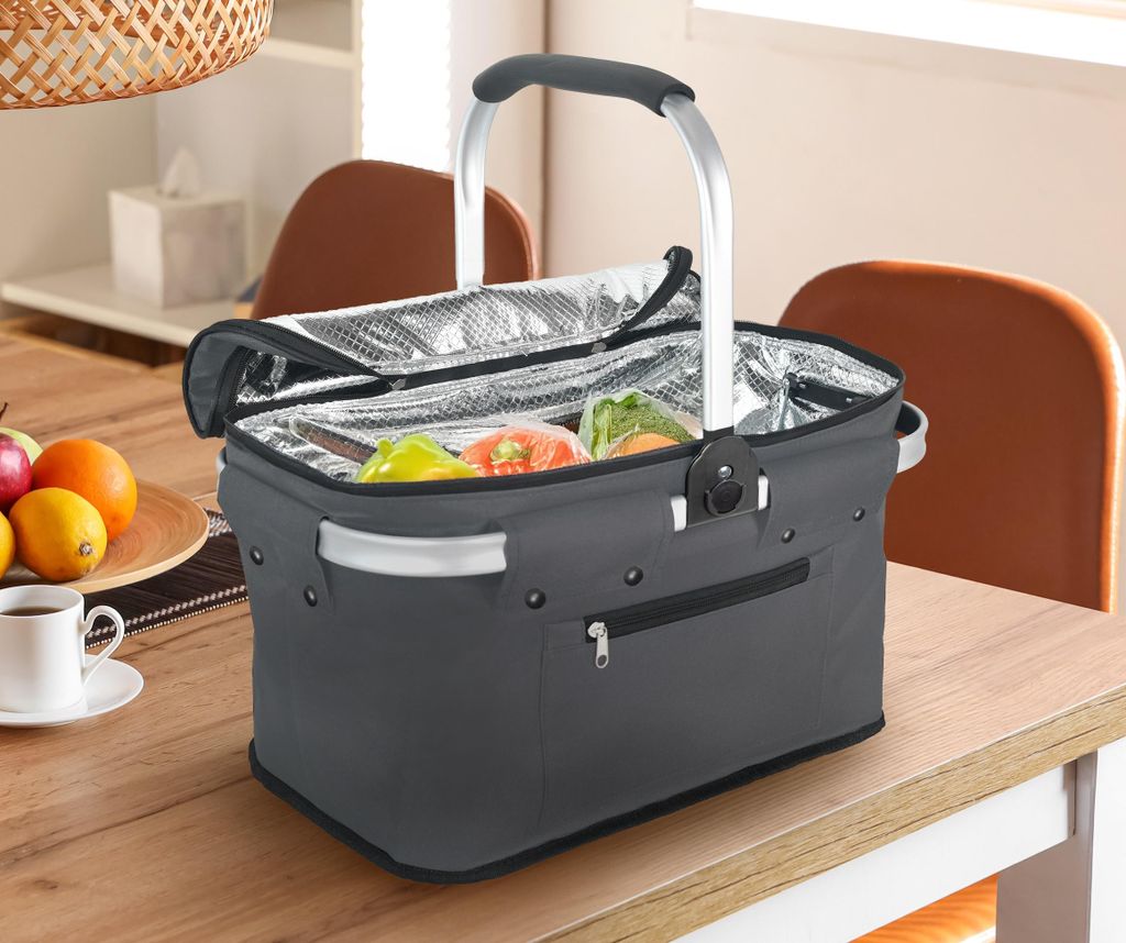 Alu Einkaufskorb Thermo Korb Klapp Kühltasche faltbar Produktbild 