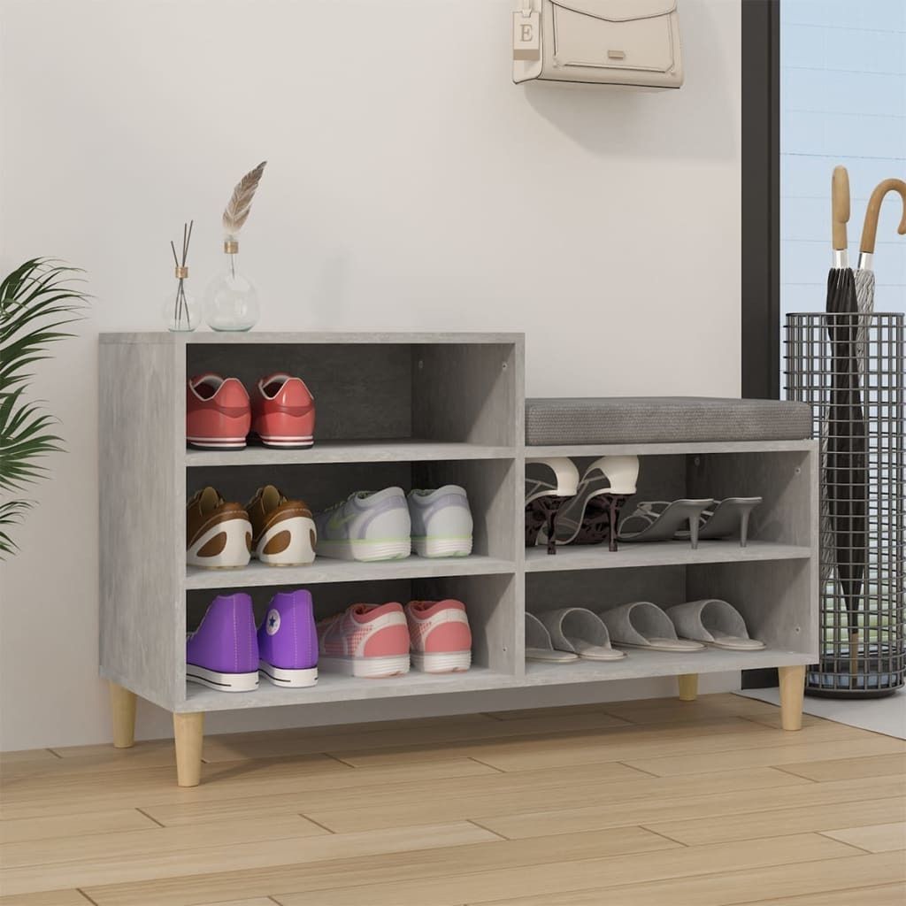 The Living Store Schuhregal Betongrau 102x36x60 cm Holzwerkstoff