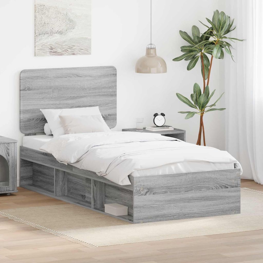 Maison Exclusive - Bettrahmen Graues Sonoma 90 x 190 cm Massives Kiefernholz