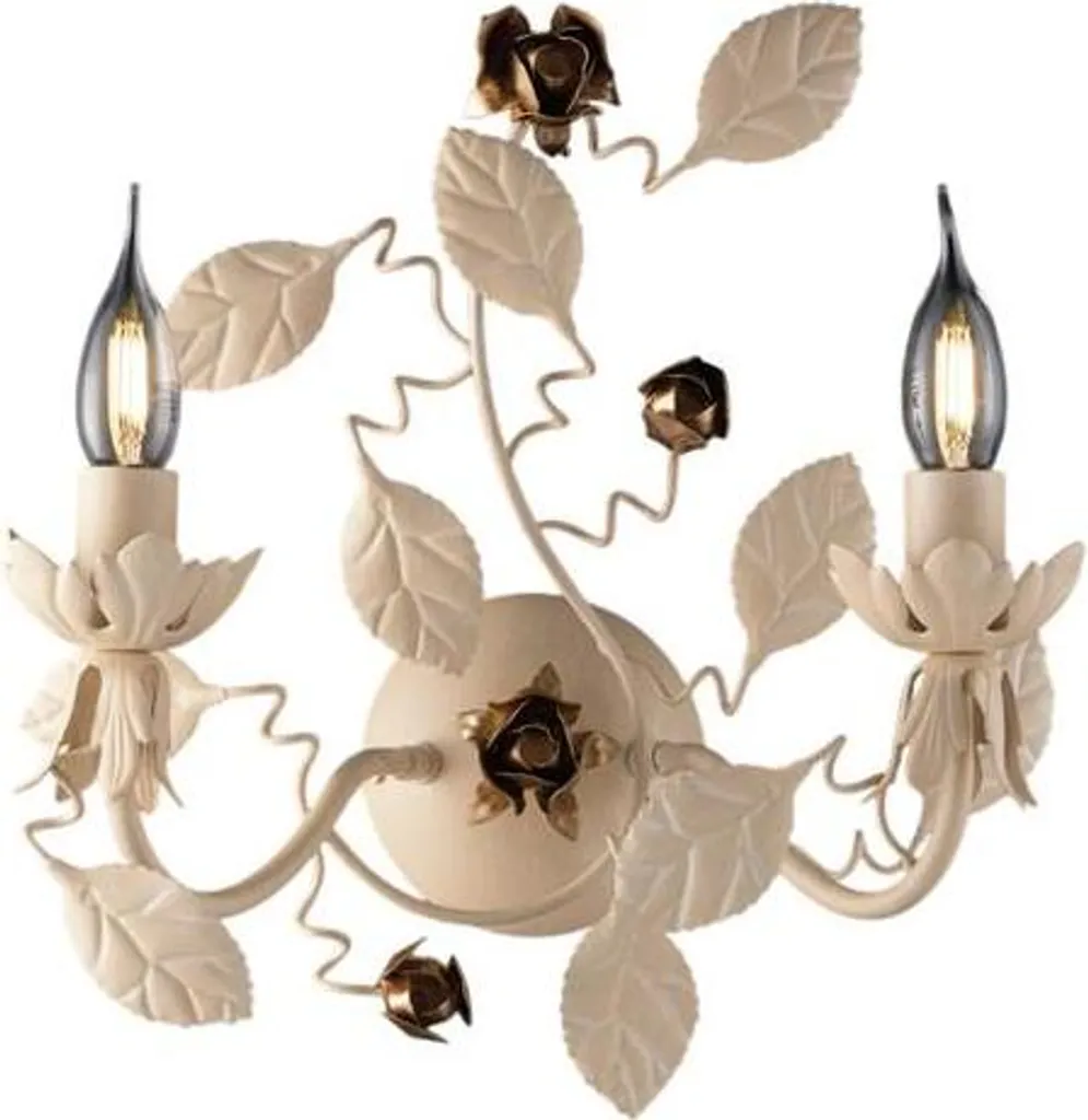 Applique Bella 2 Luci Avorio Decapè e Oro - Illuminazione Shabby Chic