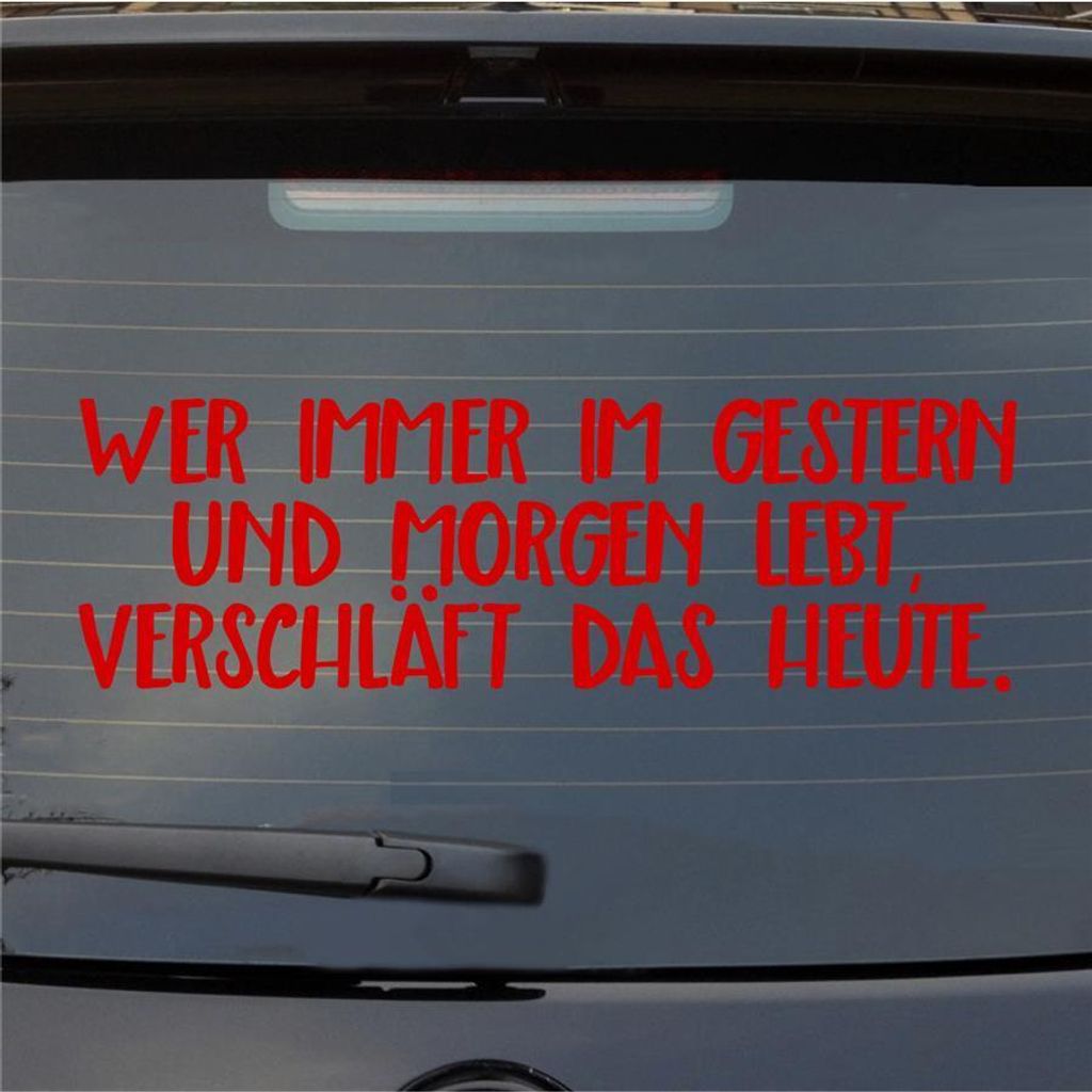 Heckscheibenaufkleber gestern Leben heute verschlafen 55x17 cm Rot Auto Aufkleber Sticker