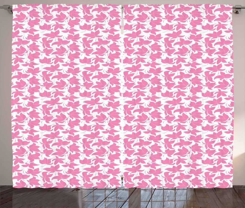 ABAKUHAUS Pink und Weiß Rustikaler Vorhang, Moire Überblick, Wohnzimmer Universalband Gardinen mit Schlaufen und Haken, 280 x 175 cm, Hellrosa un...