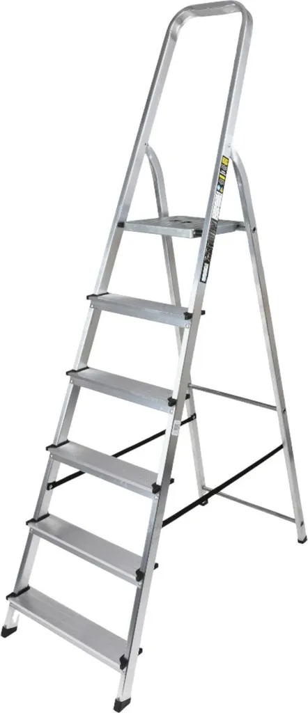 Escabeau 6 marches en aluminium avec marches larges antidérapantes