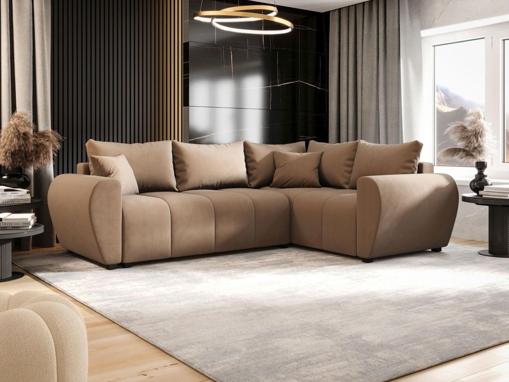 BEDANTE ECKSOFA MOLISA L PLUS Itaka 48 Rechts Braun mit Schlaffunktion L-Form Sofa mit Stauraum Bettkasten Wohnzimmersofa Couch Sofa Bettsofa Bettk...