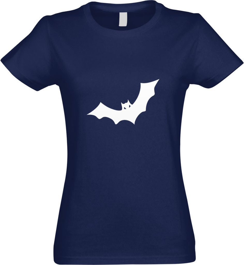 Kiwistar - T-Shirt tailliert - Damen - Navy - Fledermaus - mit Motiv Bedruckt - Funshirt Design - Sport - Freizeit - Damen - XL