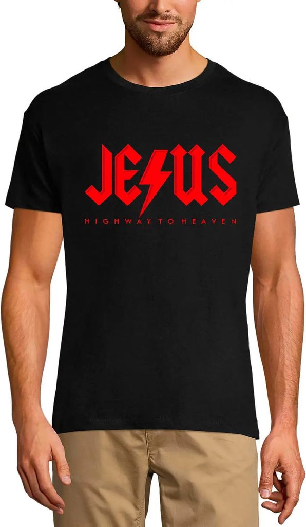 Herren Grafik T-Shirt Jesus Autobahn zum Himmel - religiös – Jesus Highway To Heaven - Religious – Öko-Verantwortlich Vintage Jahrgang Kurzar...