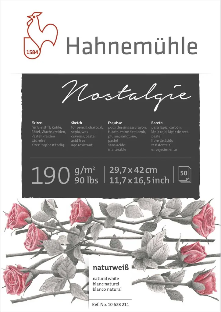 Hahnemühle Nostalgie Sketch Pad A3 190g - 50 Fogli Alta Resistenza