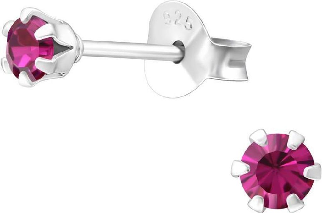 Pink - Ohrstecker mit LA CRYSTALE Kristallstein aus 925 Silber Damen