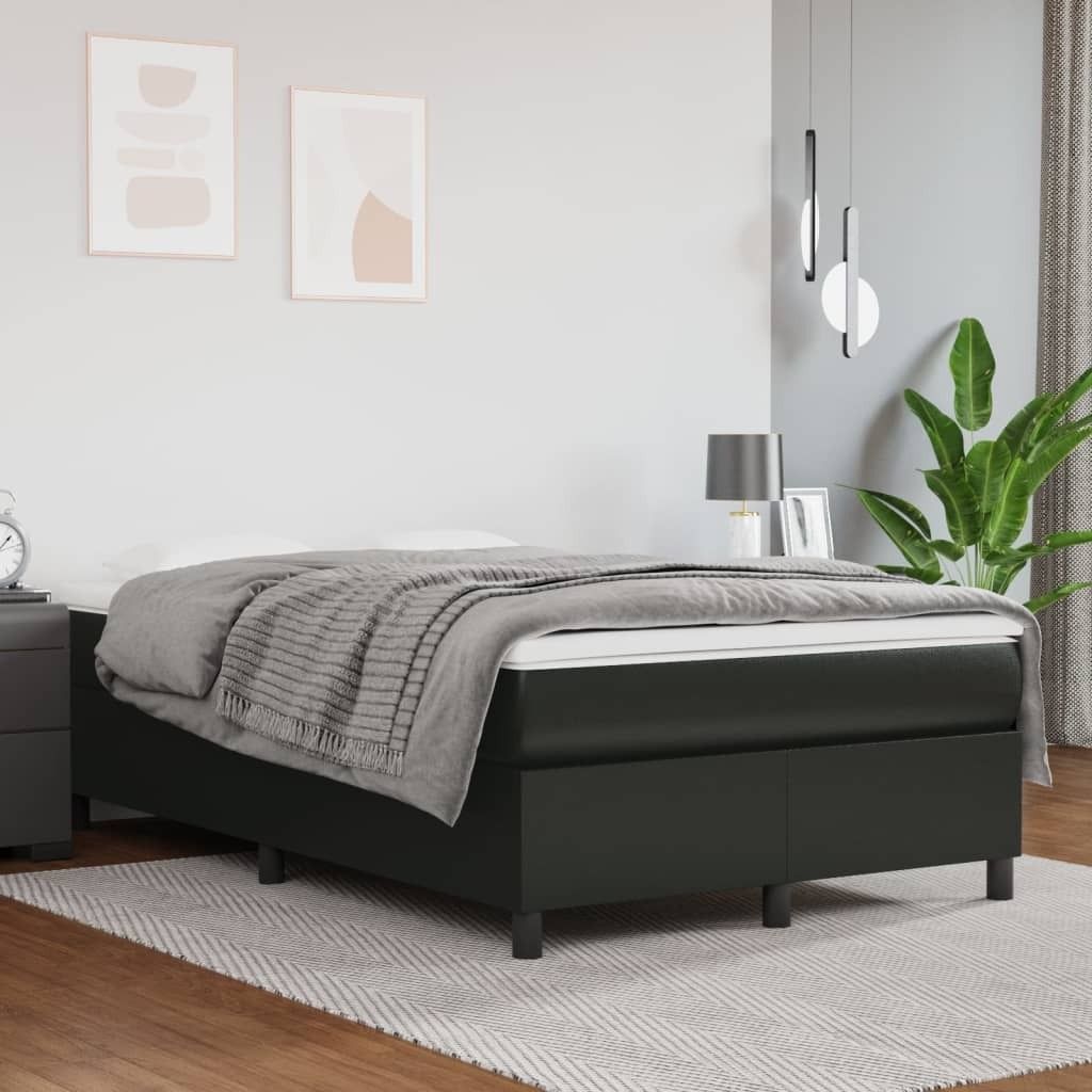 The Living Store Boxspringbett Schwarz 120x200 cm Kunstleder