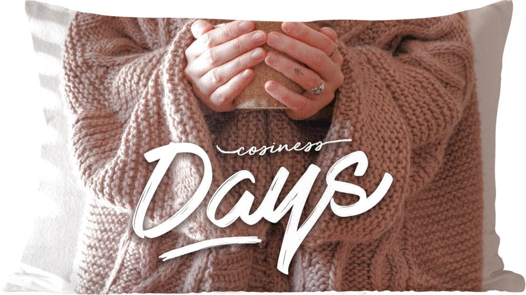 MuchoWow Zierkissen Sofakissen Wohnzimmer Dekokissen 60x40 cm Tage der Gemütlichkeit' - Zitate - Sprichwörter - Kopfkissen - Polster mit Foto