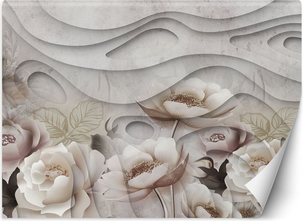 Vlies fototapete Blumen konkrete Abstraktion 300x210 cm Feeby Beige inkl. Kleber einfache Montage