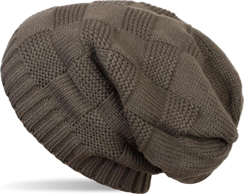 styleBREAKER Strick Beanie Mütze mit Patentmuster, Slouch Longbeanie, Uni 04024137