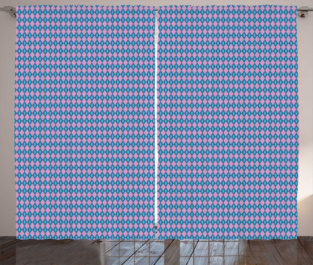 ABAKUHAUS Geometrisch Rustikaler Gardine, Modern Symmetric Rhombs, Wohnzimmer Universalband Gardinen mit Schlaufen und Haken, 280 x 225 cm, Lila Du...
