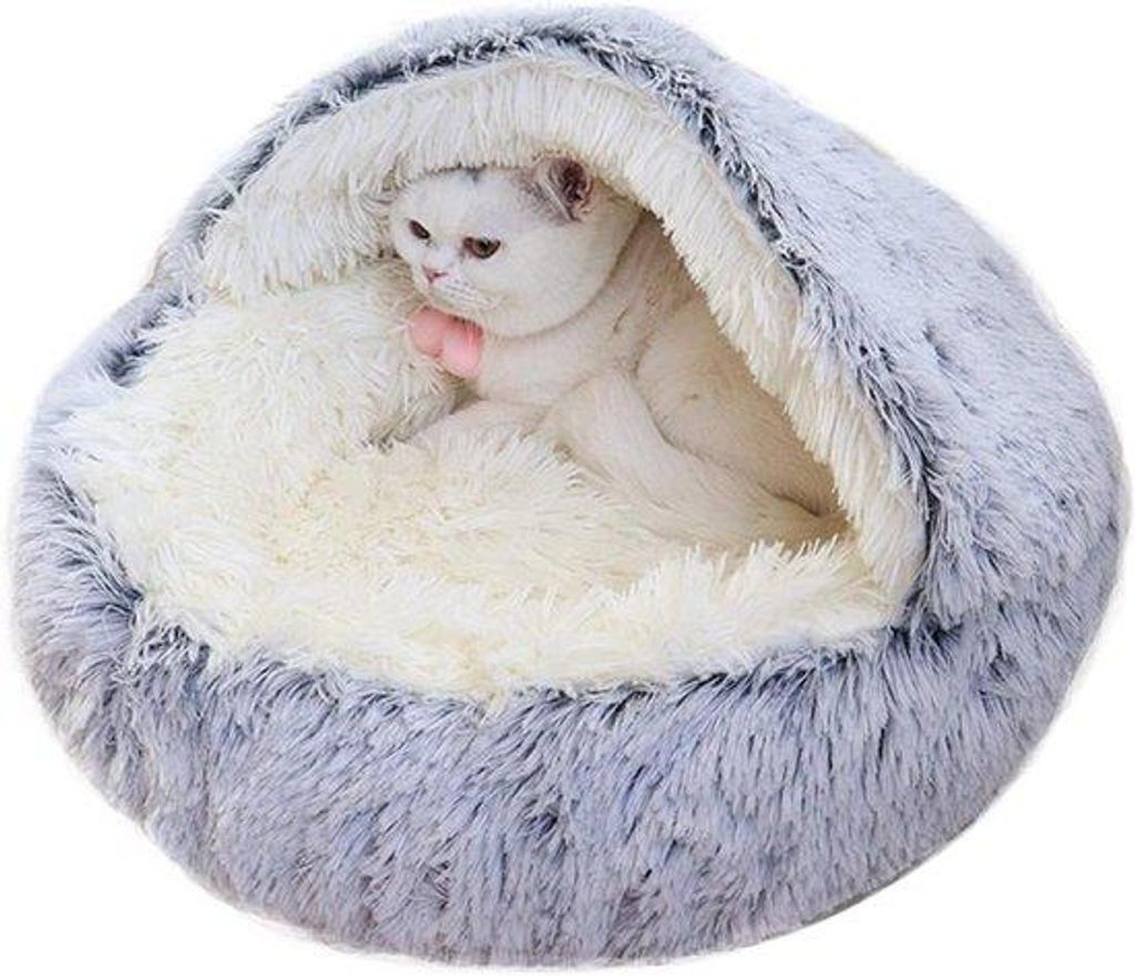 Hundekissen - Plüsch - 35cm - Grau - Katzen- und Hundebezug - Schlafkissen - weich - beruhigend