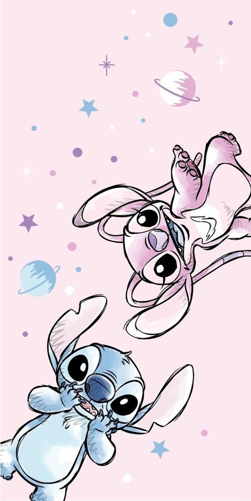 Stitch & Angel Badetuch Rosa 70 x 140 cm Poliestere Immagine del prodotto 