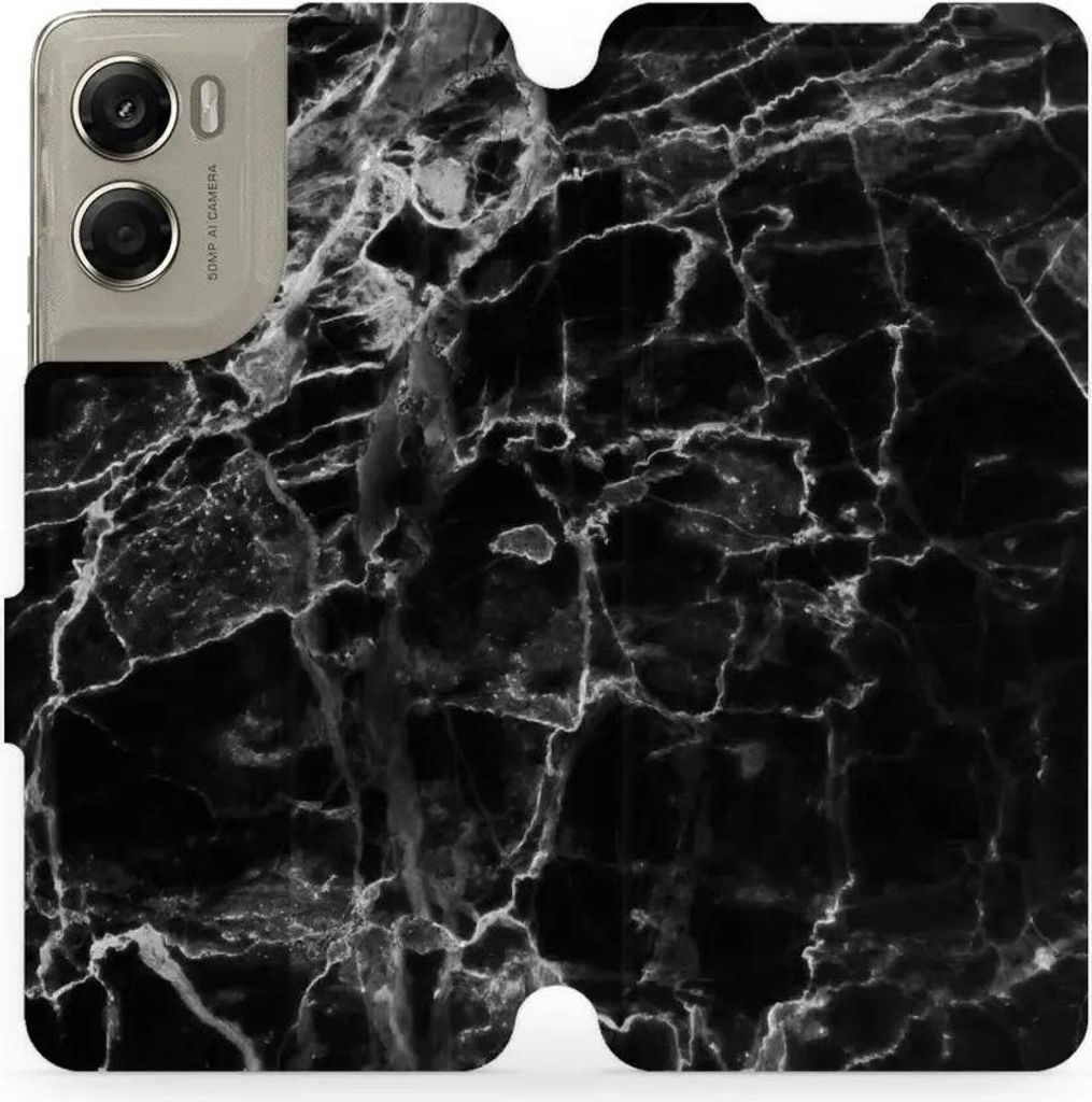 Handyhülle mit klappe für Motorola Moto G06 4G / Motorola Moto G06 Power 4G, Mobiwear Book, Schwarzer Marmor