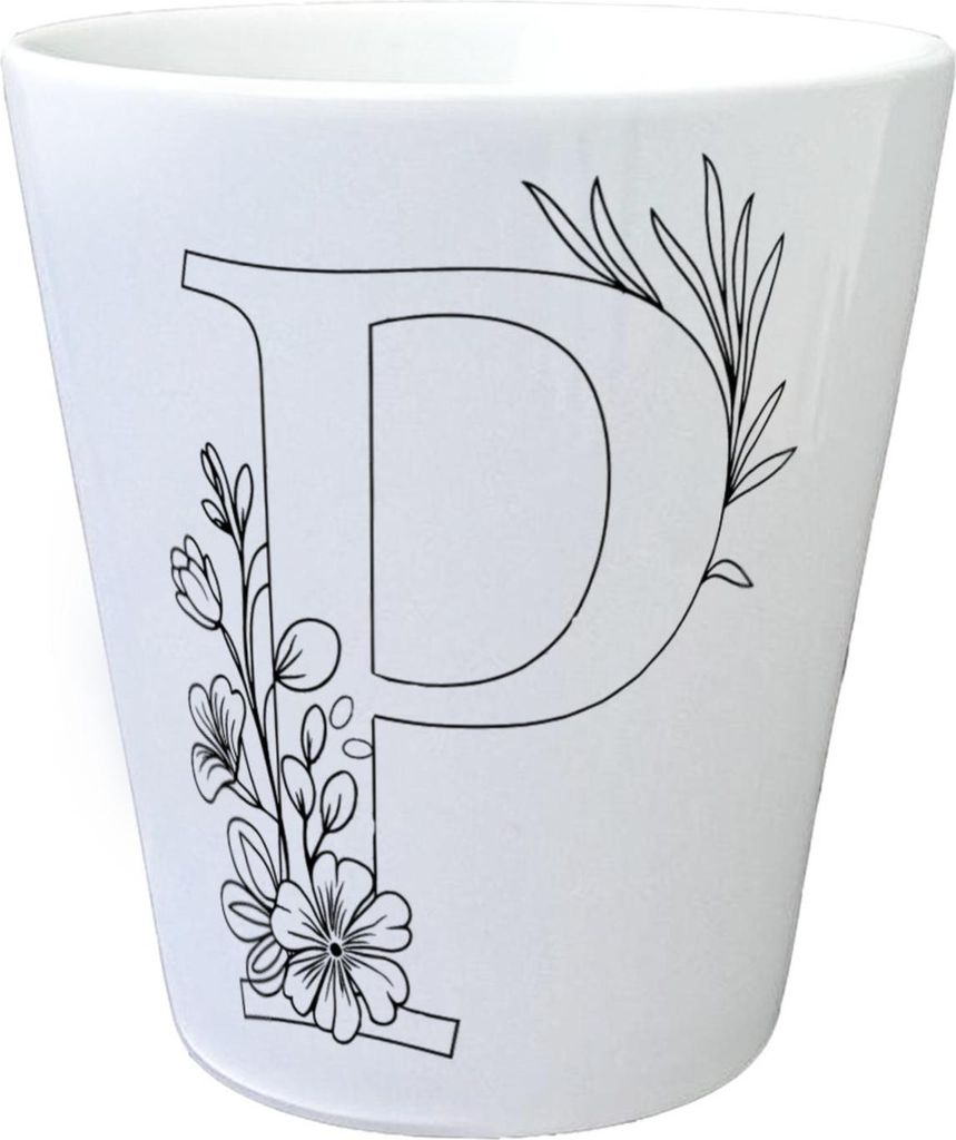 Floral Buchstabe P Blumentopf zum Ausmalen für Kunstliebhaber