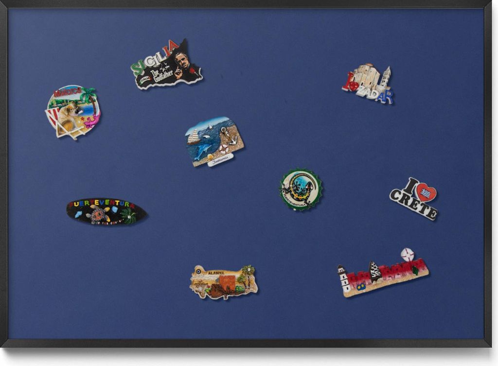 Magnetwand 100x70 cm – Schwarzer Rahmen – Farbe Marineblau – Magnetboard, Memoboard – Kinderzimmer, Metall Magnetische Tafel