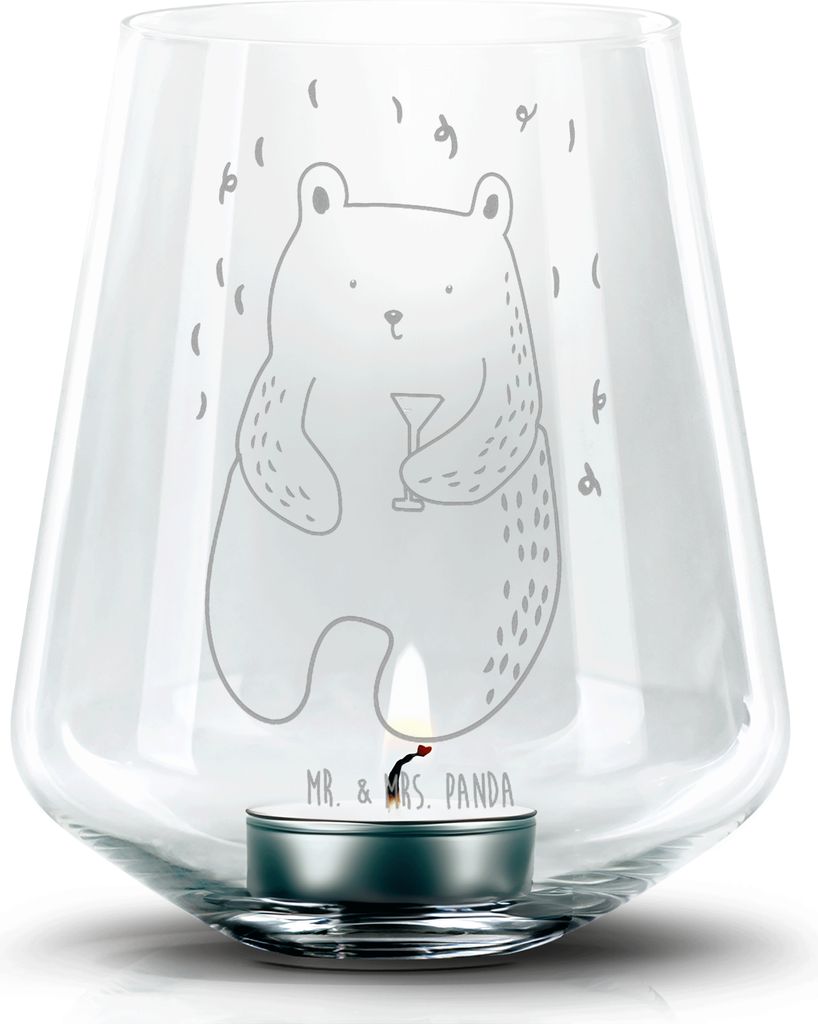 Mr. & Mrs. Panda Kerzenglas Bär Party - Transparent - Geschenk, Kerzenhalter, Feiern, Glas Teelichthalter, Laterne, Geburtstagsgeschenk, Geburtsta...