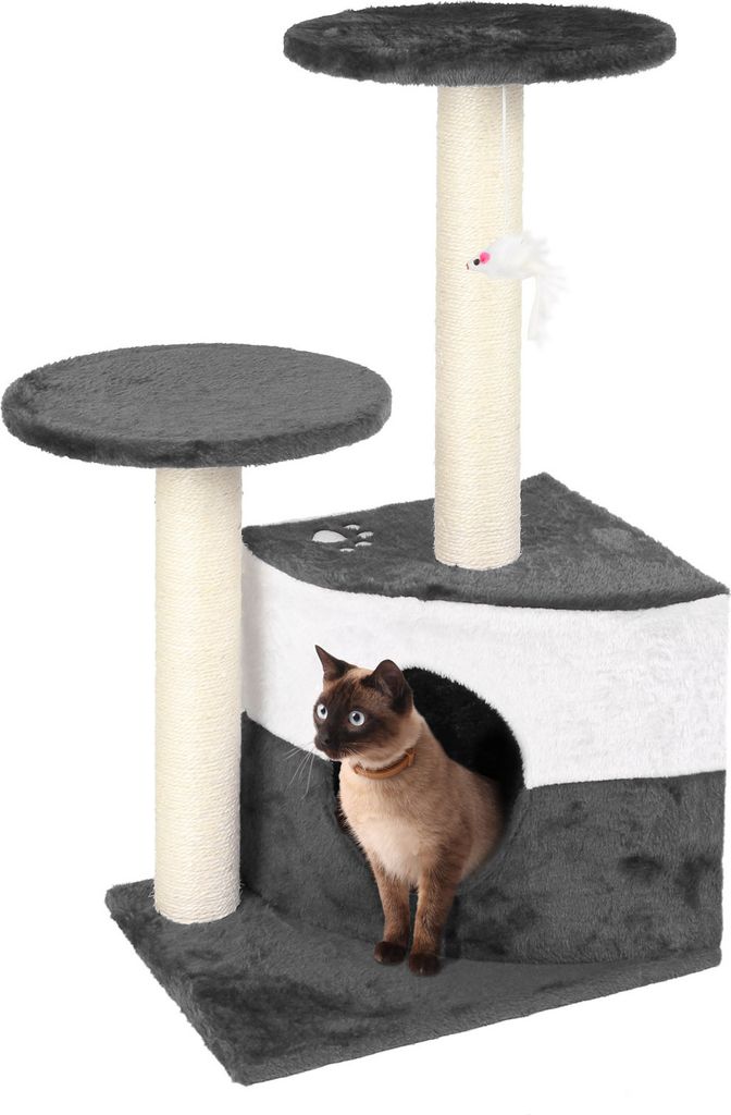 Wiltec Arbre à chat - 71 cm de haut - avec Niche et Image du produit 