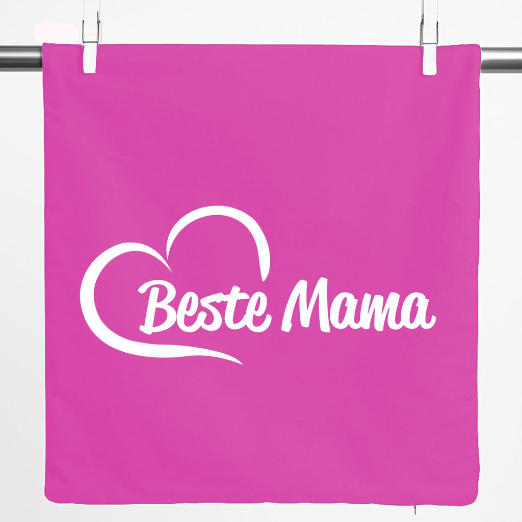Huuraa Kissenbezug Beste Mama Herz 40x40cm Fuchsia Baumwolle Dekokissenbezug Geschenkidee