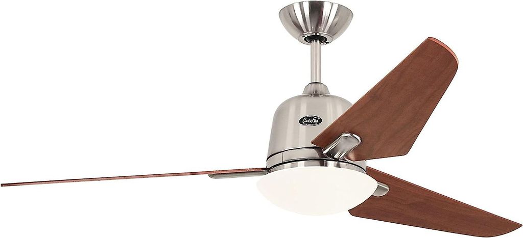Energiespar Deckenventilator mit Beleuchtung und Fernbedienung Eco Aviatos 132 cm Chrom gebürstet / Kirschbaum