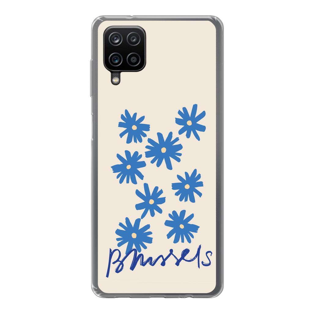 MuchoWow Handyhülle Schutzhülle Hülle für Samsung Galaxy A12 Blume - Design - Brüssel - Minimalismus Silikon Softcase Handy Hülle - Bild