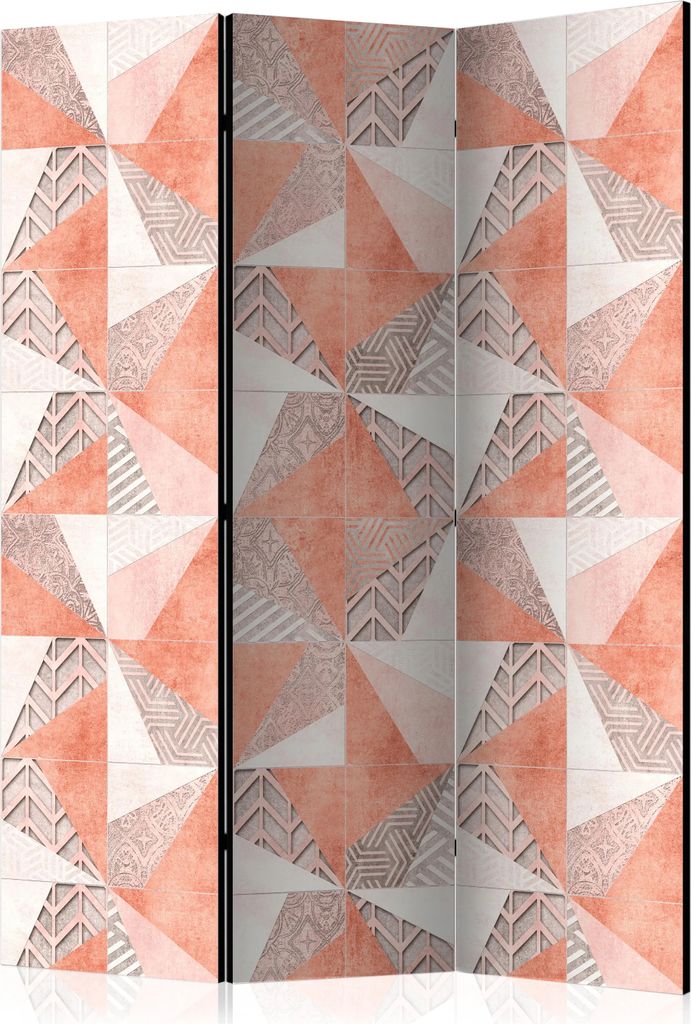 3-teiliger Doppelseitiger Vlies Paravent - Spring Geometry 135x172 cm Muster f-C-0356-z-b