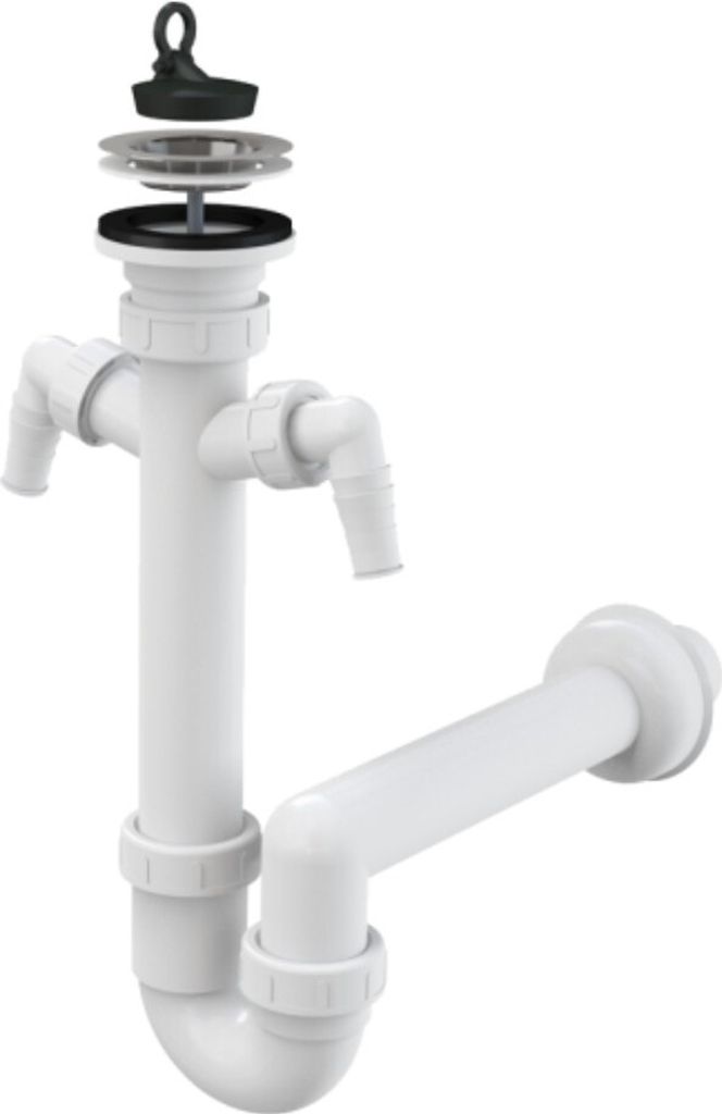 Siphon Spülbecken DN 70 Edelstahlgitter Abflussrohr DN 40 Produktbild 