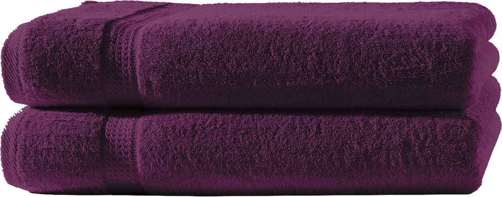 2 Badetücher lila 100x150 cm Set Baumwolle Frottee Badetuch Produktbild 