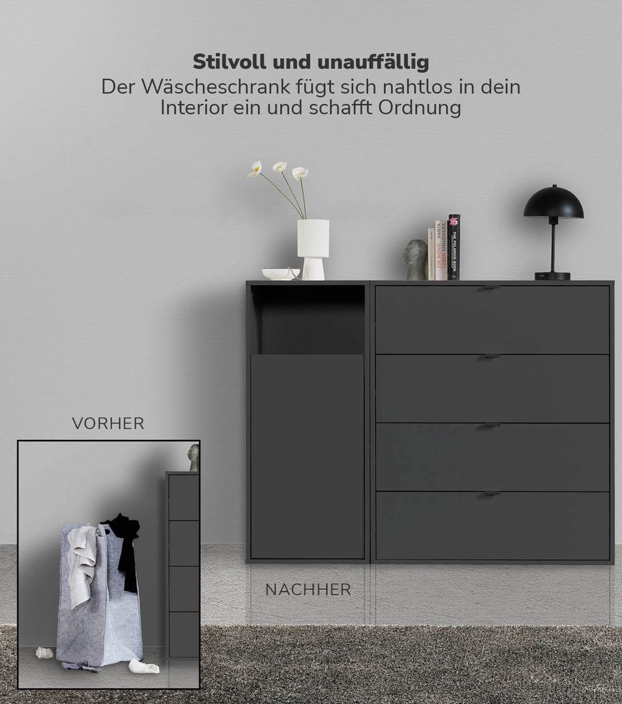 mokebo® Wäscheschrank in Weiß 'Der Wäschehüter', Produktbild 2