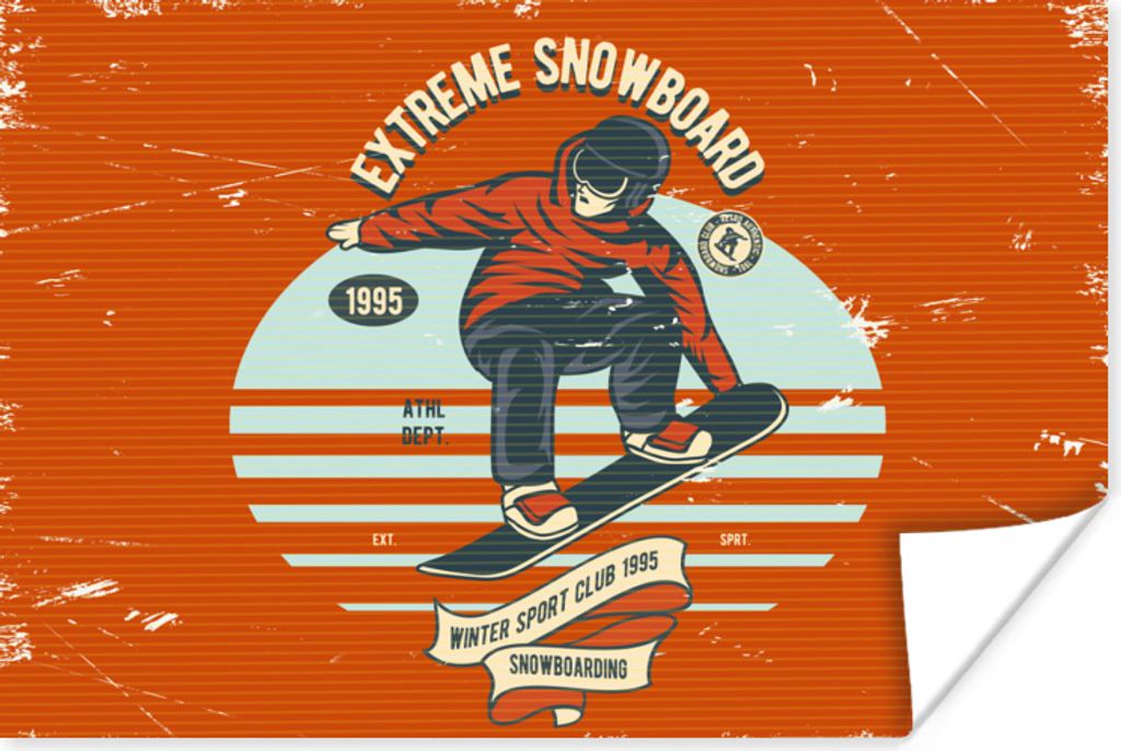 MuchoWow Poster Snowboard - Mann - Zitat - Vintage 90x60 cm - Schlafzimmer