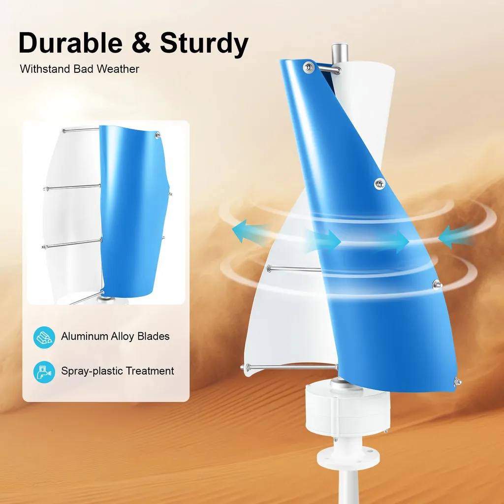 Mini éolienne 100W silencieuse bleue haute performance pour batterie