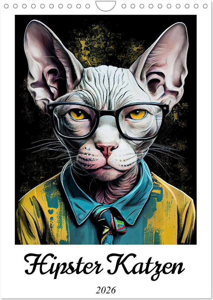 Hipster Katzen (Wandkalender 2026 DIN A4 hoch), CALVENDO Monatskalender