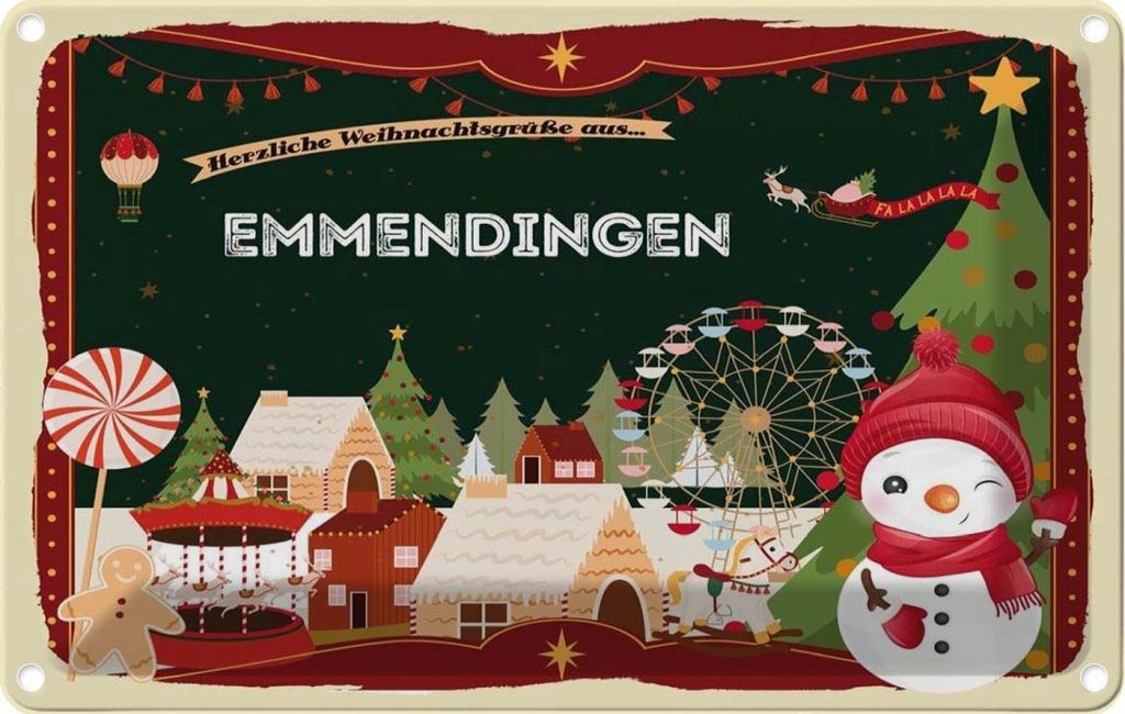 vianmo Blechschild 20x30 cm Weihnachten EMMENDINGEN