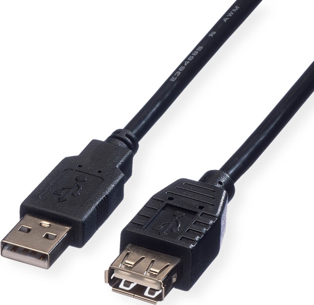 ROLINE USB 2.0 Verlängerungskabel, Typ A-A, ST/BU, schwarz, 3 m