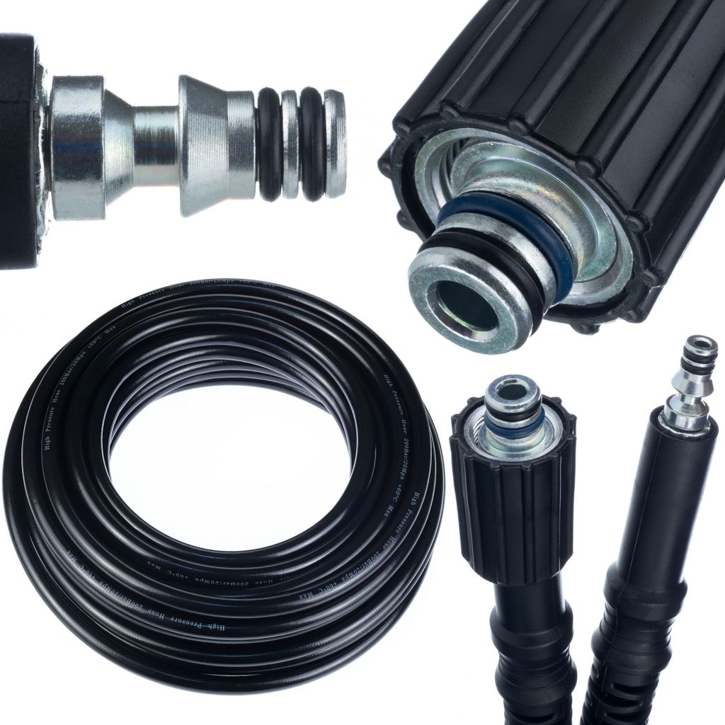 Rosfix Hochdruckschlauch 15 m – Click-Anschluss & M22x1,5 Gewinde | 200 bar, 60 °C | Nylonverstärkt, PVC-Mantel | Ersatzteil für Hochdruckrein...