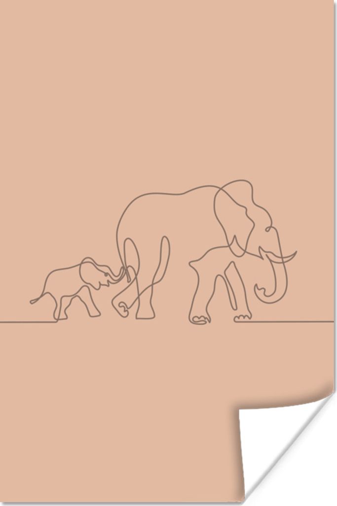 MuchoWow Poster Elefant - Einfach - Linie 120x180 cm - Kunstposter