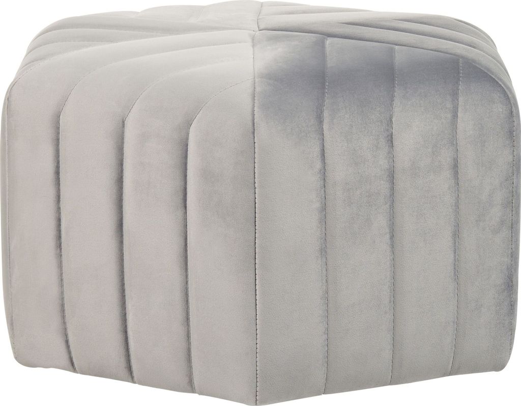 BELIANI Pouf Sitzhocker Grau Samtstoff 100% Polyester Produktbild 