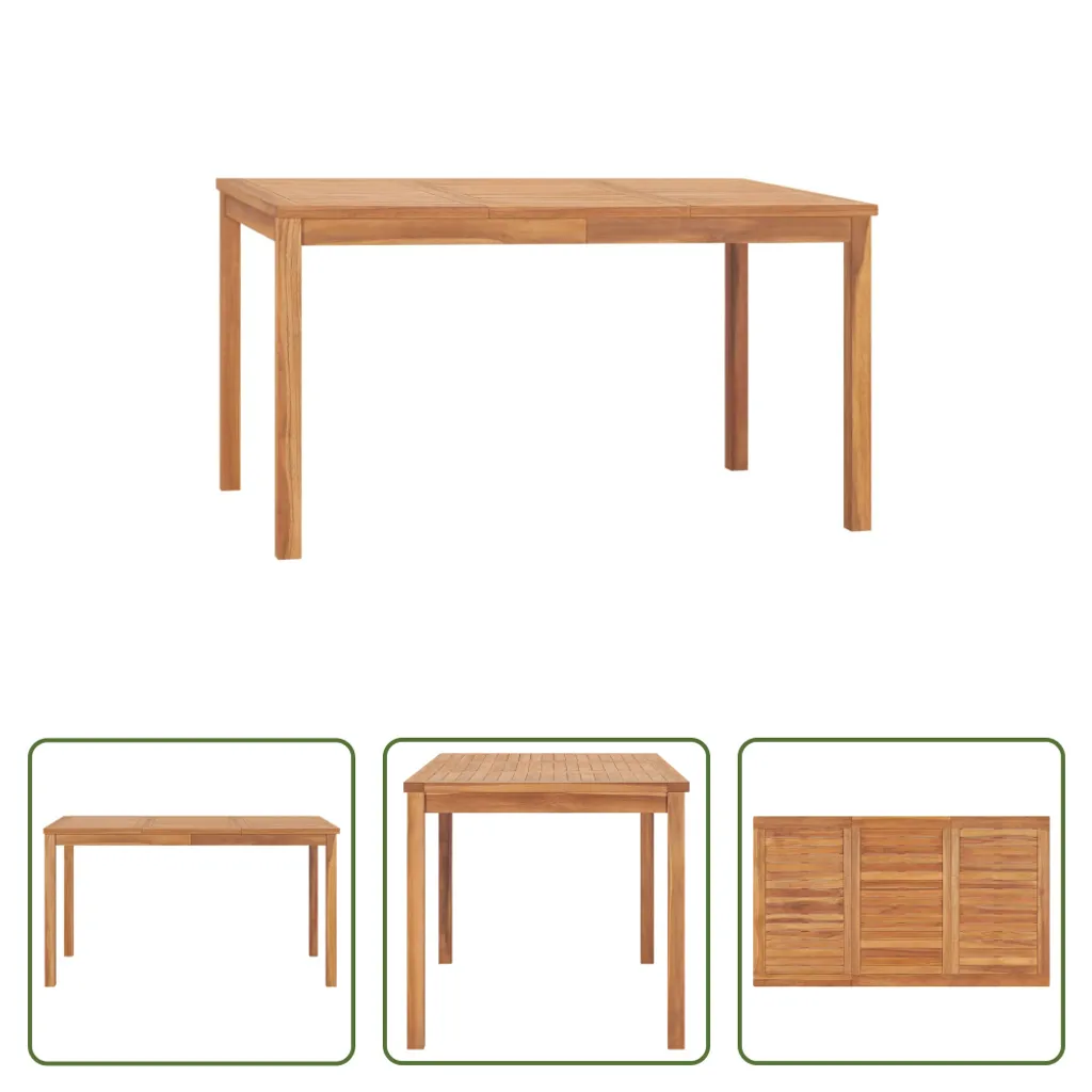 Table de repas d'extérieur rectangulaire en teck massif 140x80x77 cm - 8