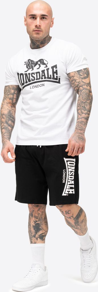 Herren T-Shirt & Shorts Set normale Passform MAIR White/Black L Lonsdale