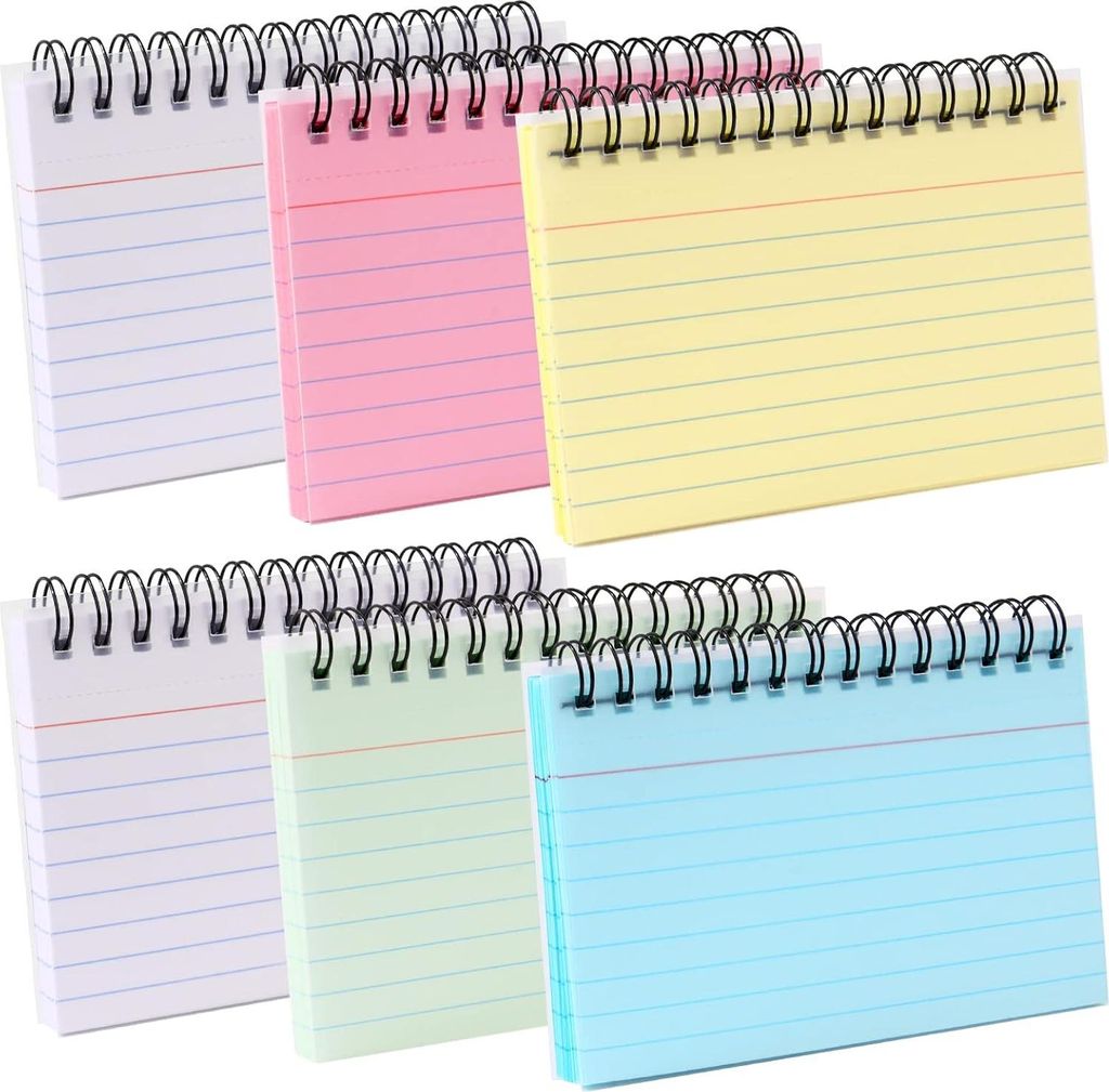 Linierte Karteikarte, 300 Stücke Karteikarten, Spirale Notizblock 5 Farben, mit Transparenter Abdeckung, für Lernen von Wörtern, Treffen