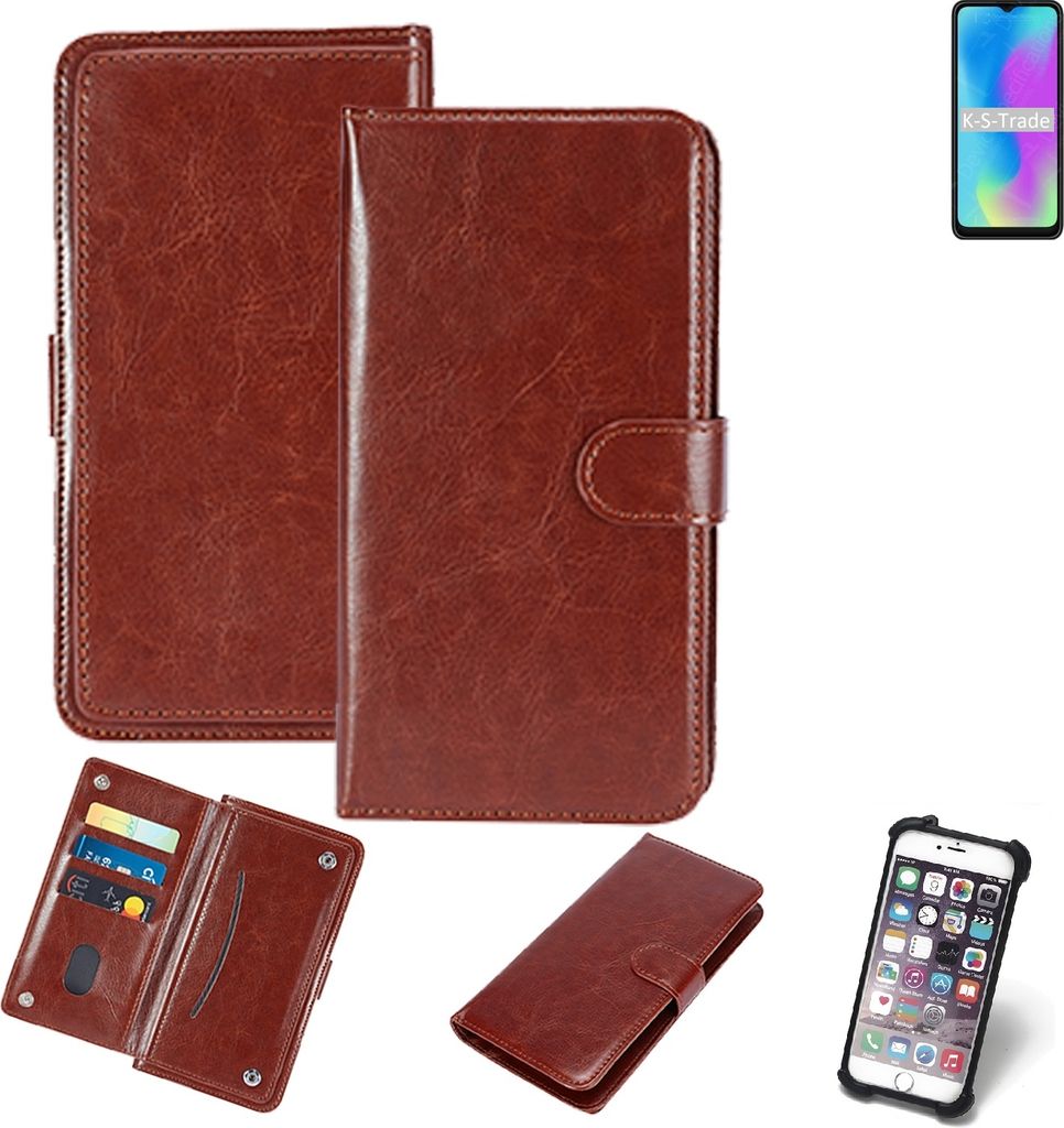 K-S-Trade 360° Hülle kompatibel mit HiSense E50 Lite braun Kunstleder Case BookCase WalletCase Kunstlederederhülle Handyhülle, Rundumschutz Bumper