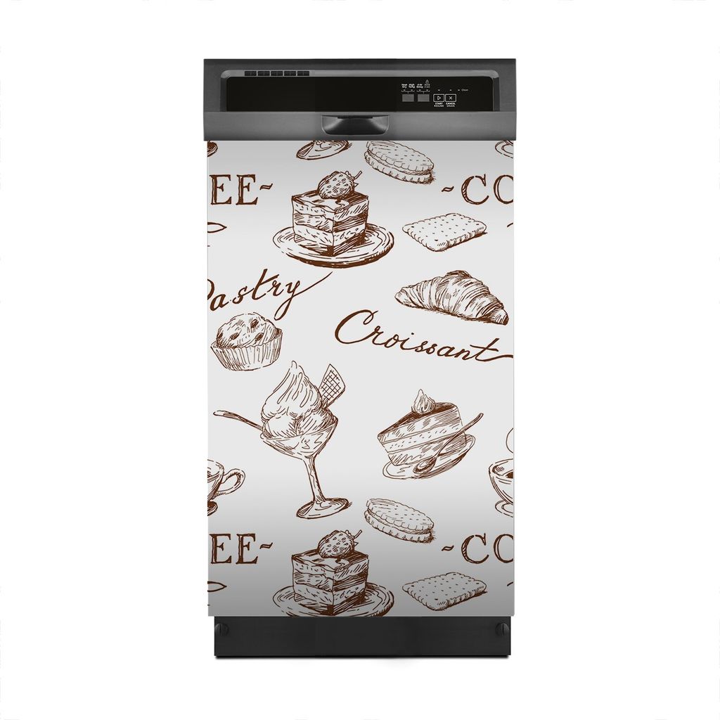 Magnete Dekorative 45x70 cm Küche Magnetmatte Spülmaschine - Kaffee Croissant
