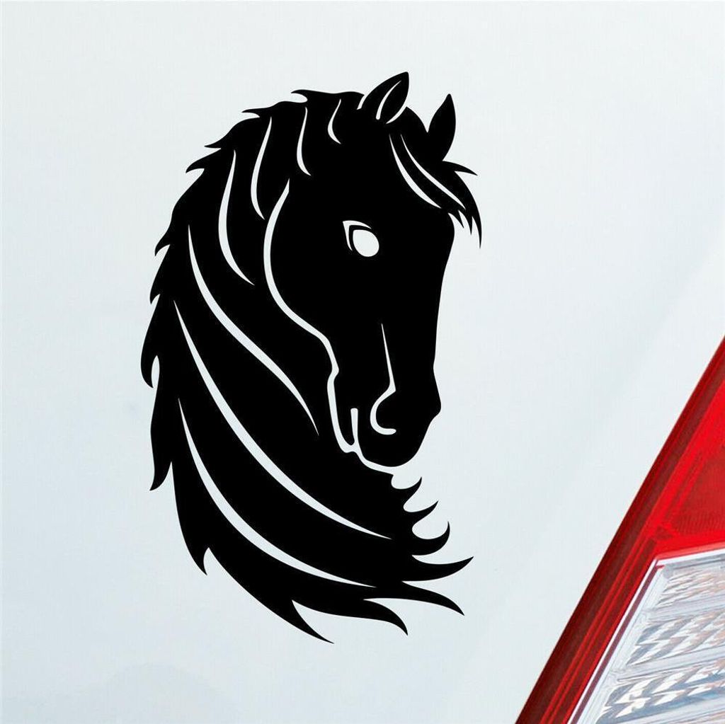 Auto Aufkleber Pferd Horse Pony Pferdeliebhaber Reiten 15x9 cm Schwarz Glanz Sticker Heckscheibenaufkleber