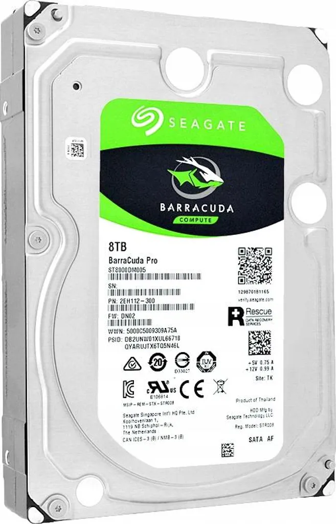 Disque dur 3,5 pouces 8 To Seagate BarraCuda Pro pour PC fixe et NAS